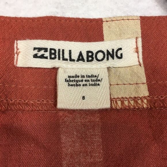 Billabong Womens 8 Sleeveless Linen Jumpsuit Stripe Crossfire Rusty Orange White - Picture 11 of 16